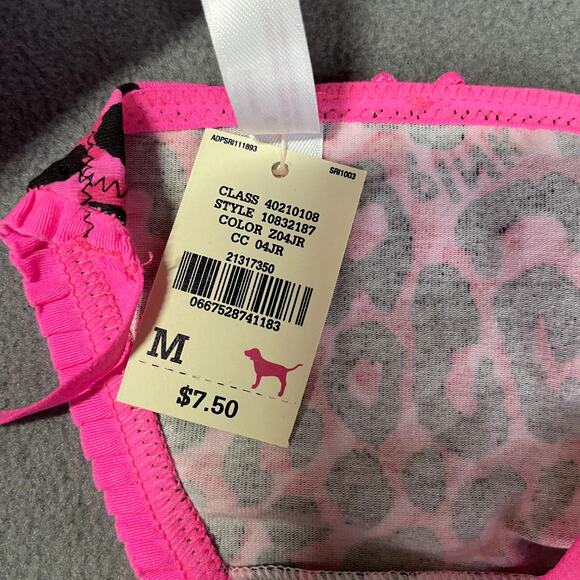 Victoria's Secret PINK 2011 Ruffle Trim V-String Panty Thong Animal Print RARE - Picture 6 of 8